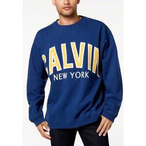 NWT Calvin Klein Varsity Style Logo Relaxed Sweatshirt Cobalt Blue Size 2X